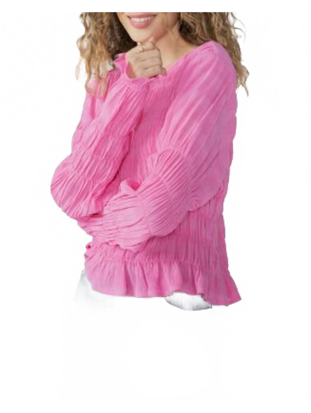 Sanctuary Womens Pink Stay together Long Sleeve Smocked Blouse Top Size XS NWT